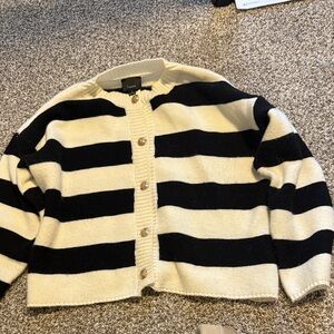 Lumiere Black and Cream Striped Cardigan